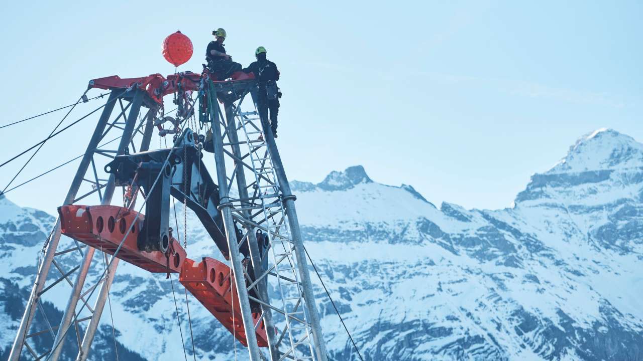 Materialseilbahn für den Bau des Entwässerungsstollens Braunwald